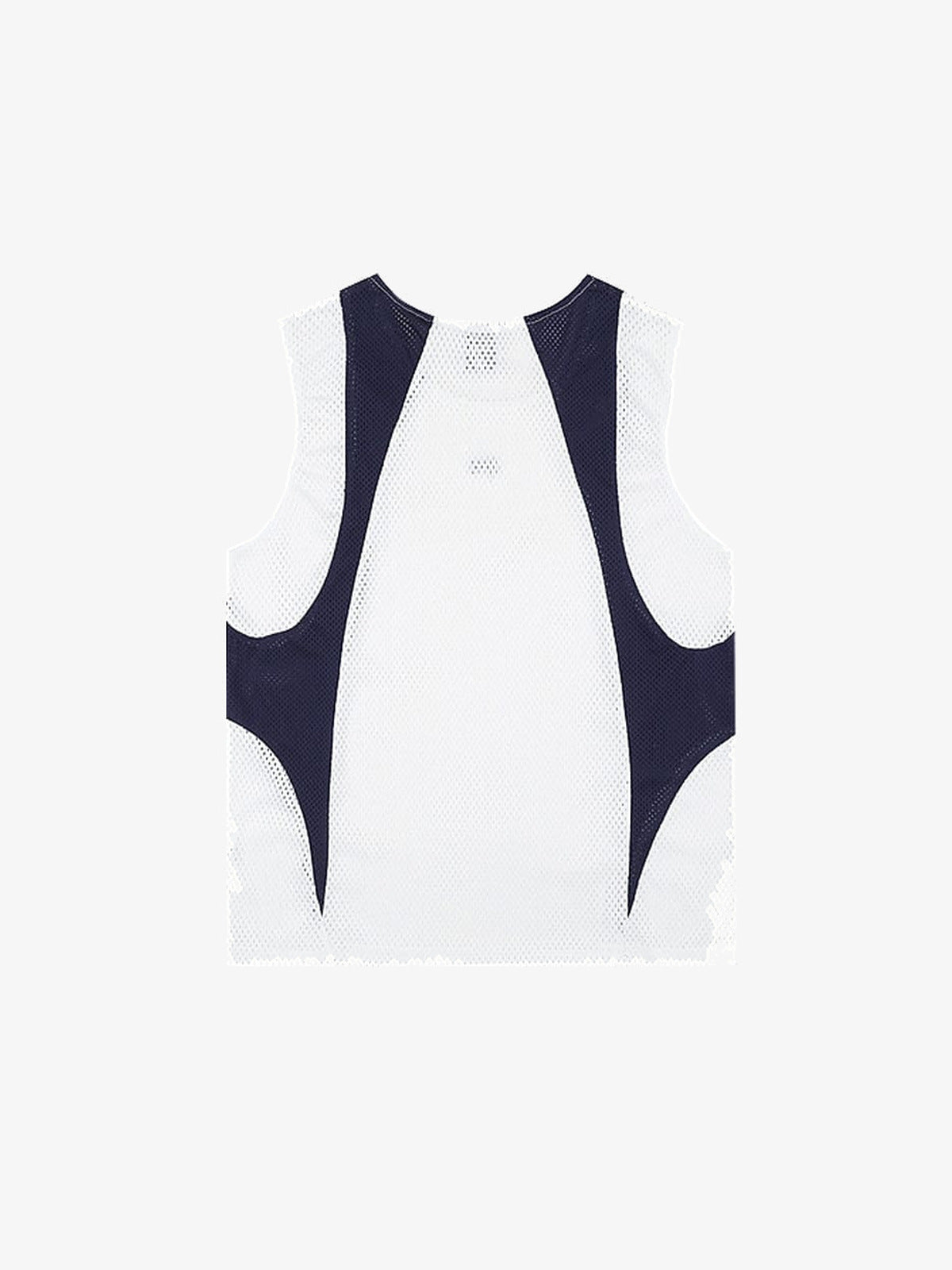 Mesh tank top – White/Navy, back flat | XoKool