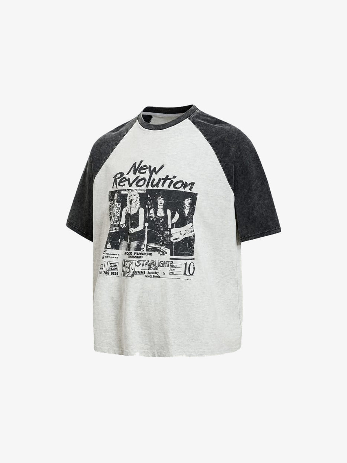 Raglan flyer tee – Light Grey / Black, front angle view | XoKool