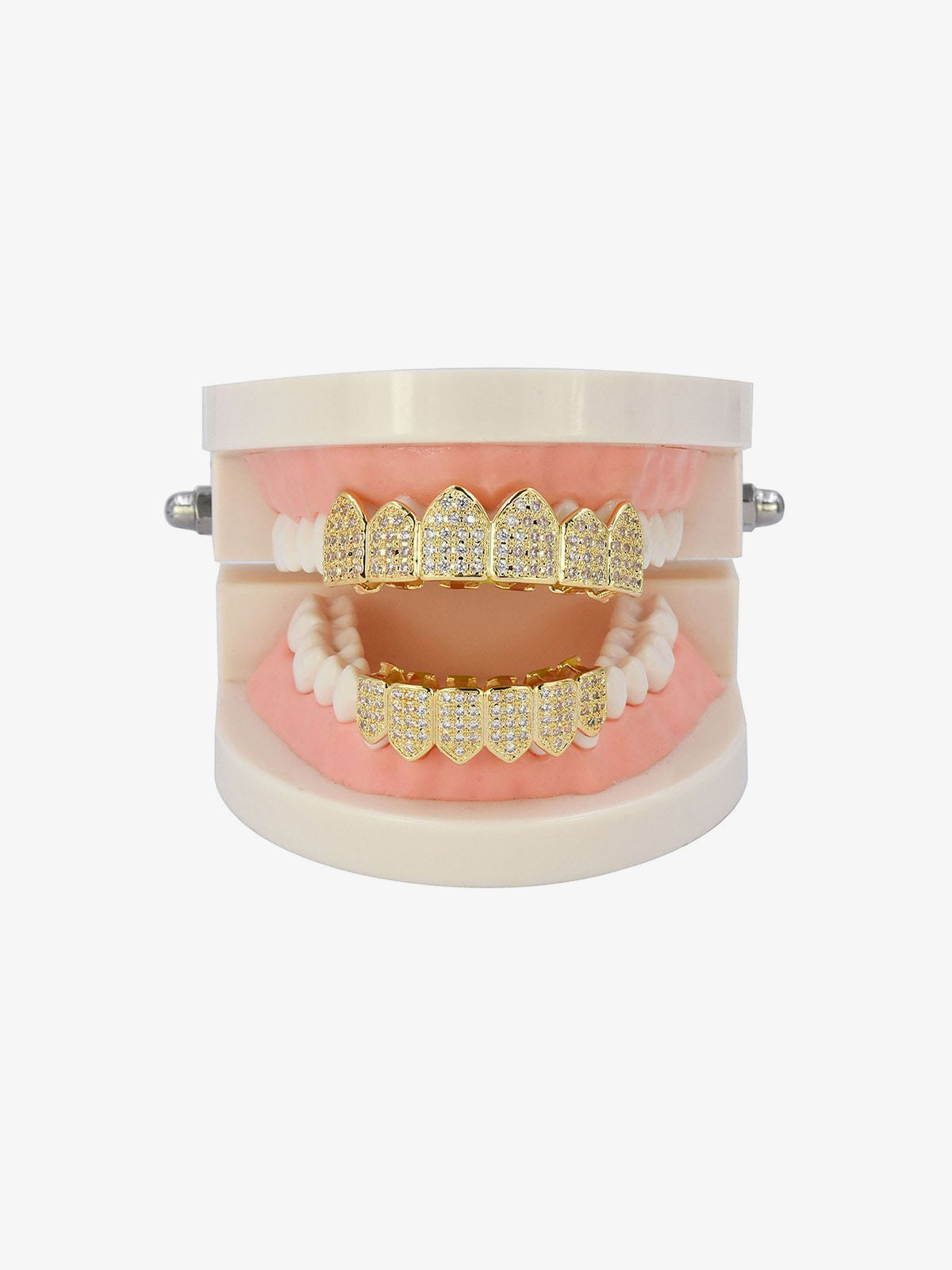 Vampire fang grillz – Gold, on dental model | XoKool