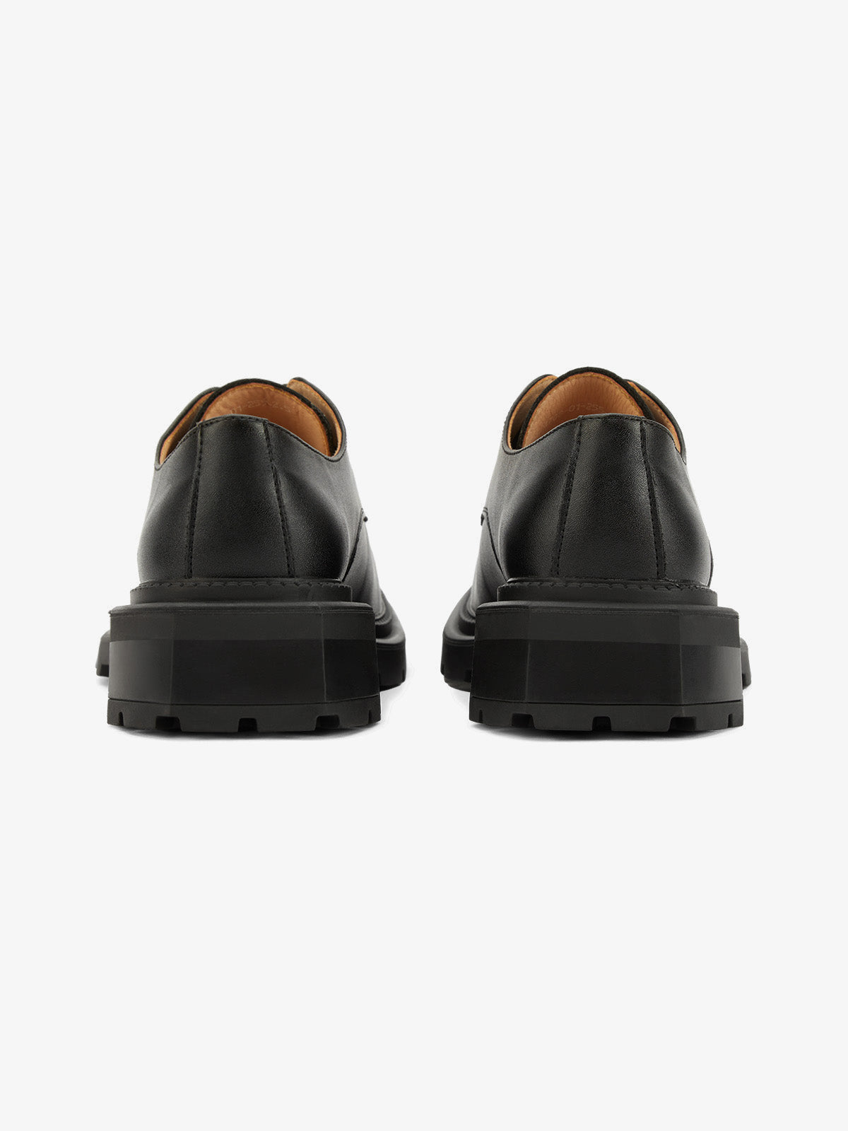 Chunky Derby Schuhe – schwarze Sohle, Paar von hinten | XoKool