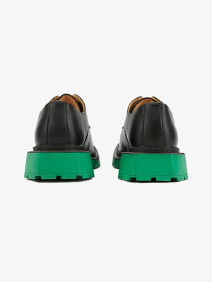 Chunky Derby Schuhe – grüne Sohle, Paar von hinten | XoKool