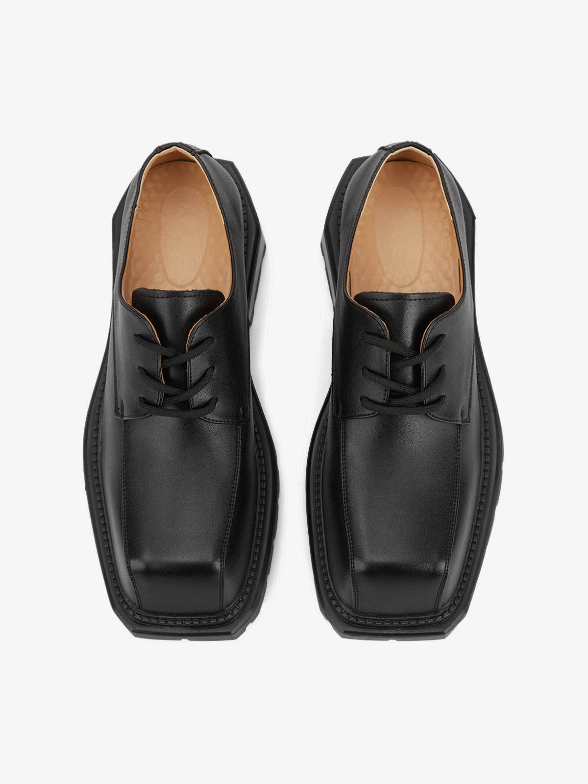 Chunky Derby Schuhe – Schwarz, Paar von oben | XoKool