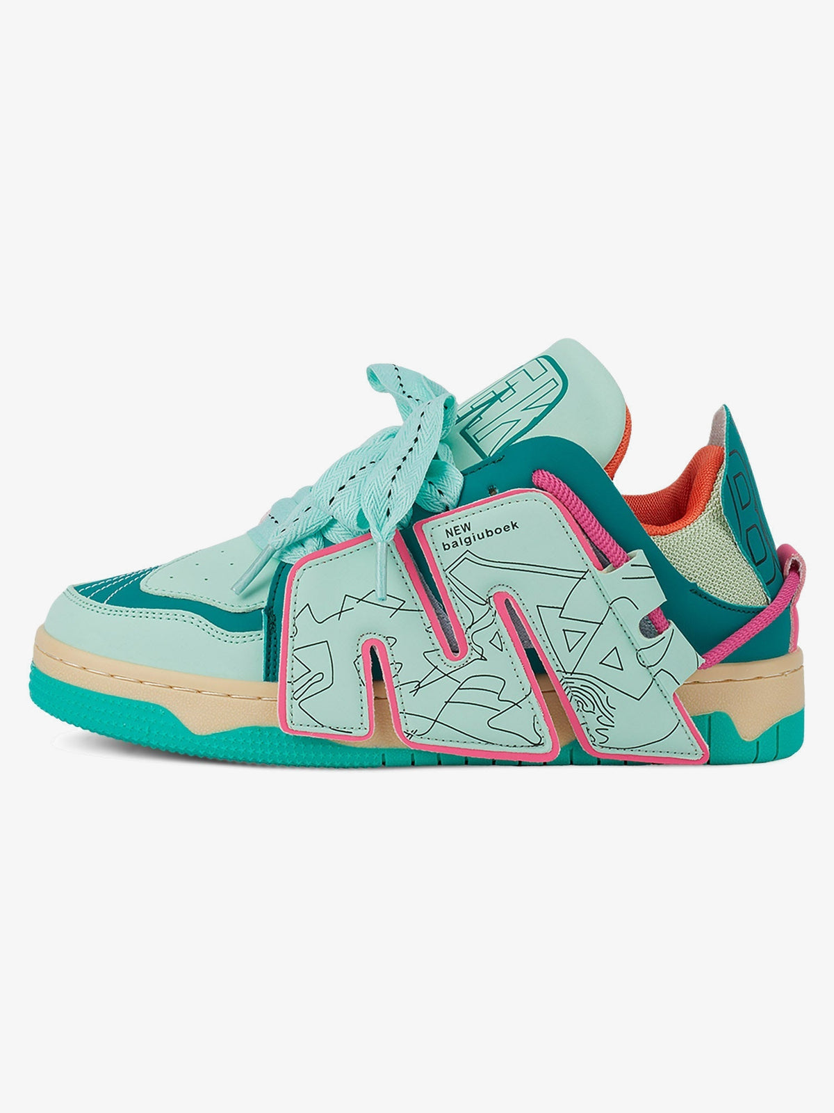 Skate Sneaker mit Buchstaben – Mint, Seitenansicht | XoKool