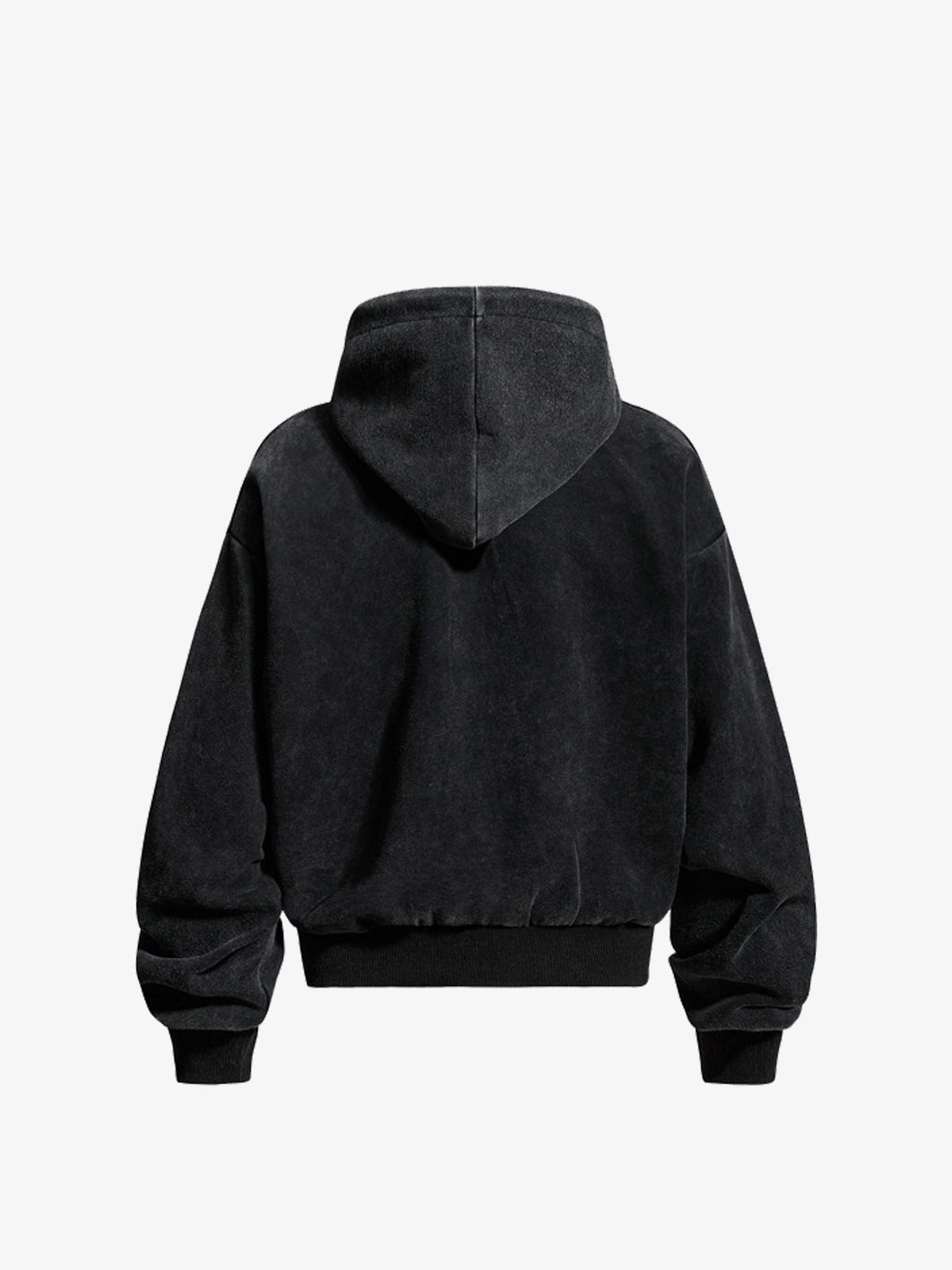 Hoodie con cierre Vintage Lettering negro efecto lavado – negro efecto lavado, vista trasera | XoKool