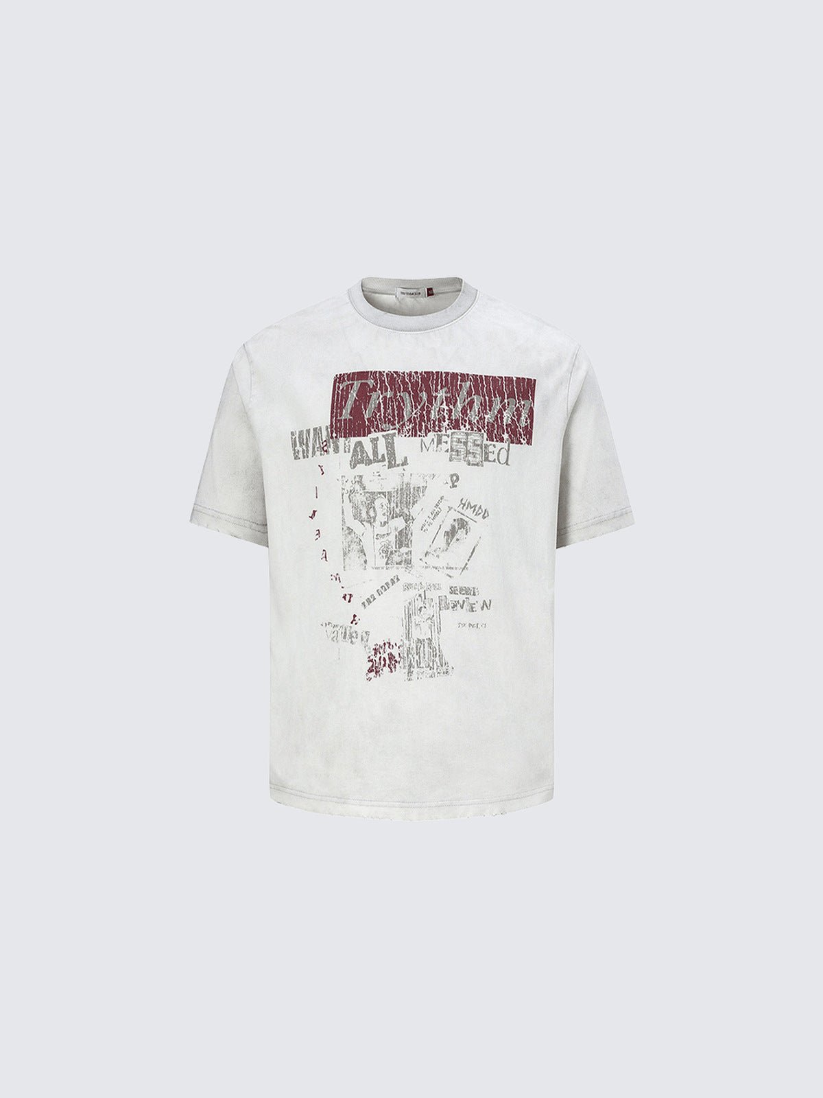 Vintage Punk T Shirt with Zine Collage Print – White, front | XoKool