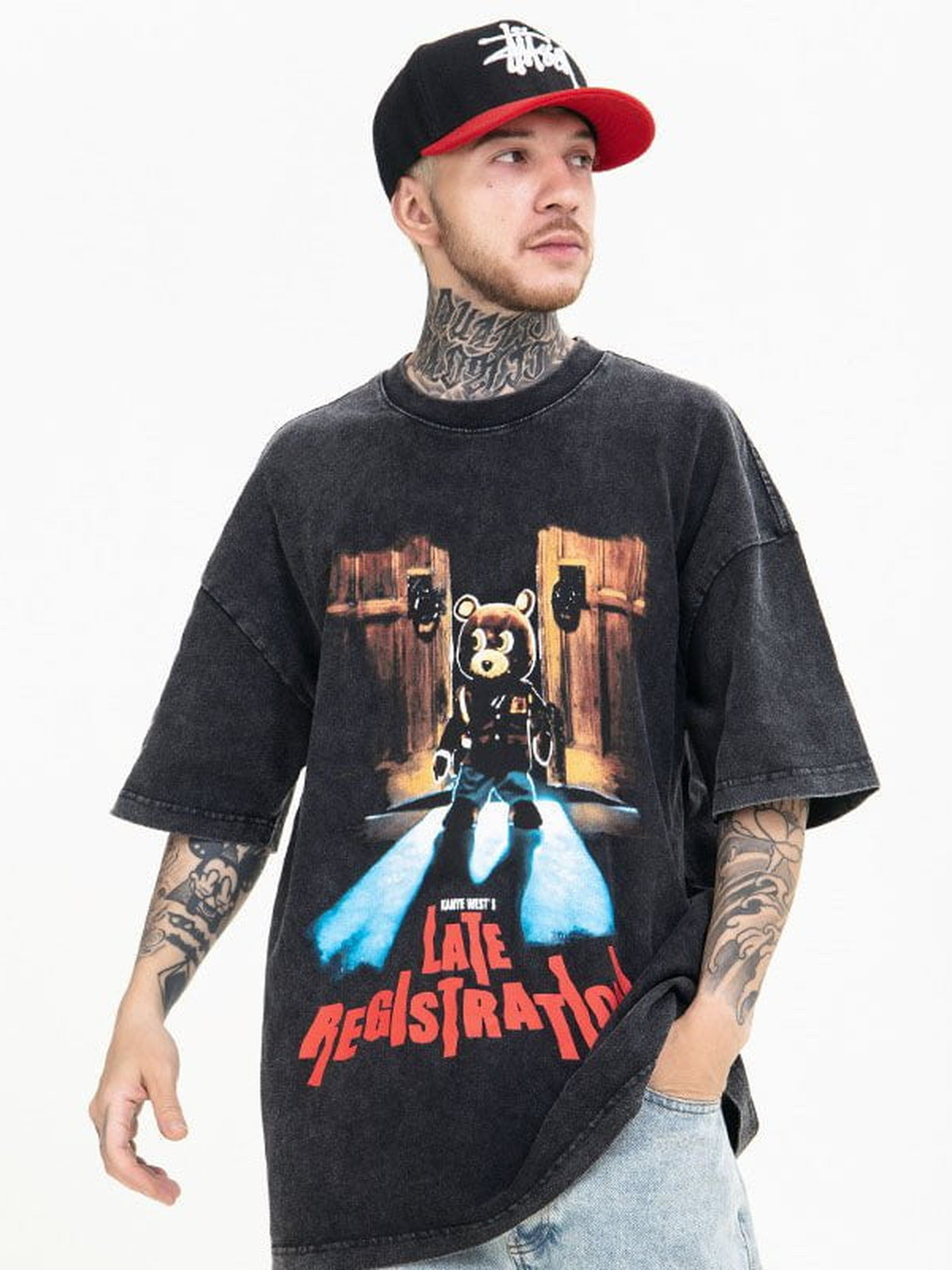 Washed Rap T-Shirt – am Model, Vorderseite Nahaufnahme | XoKool
