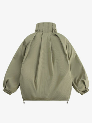 Oversized Padded Funnel Neck Jacket – Sage Green, back view | XoKool