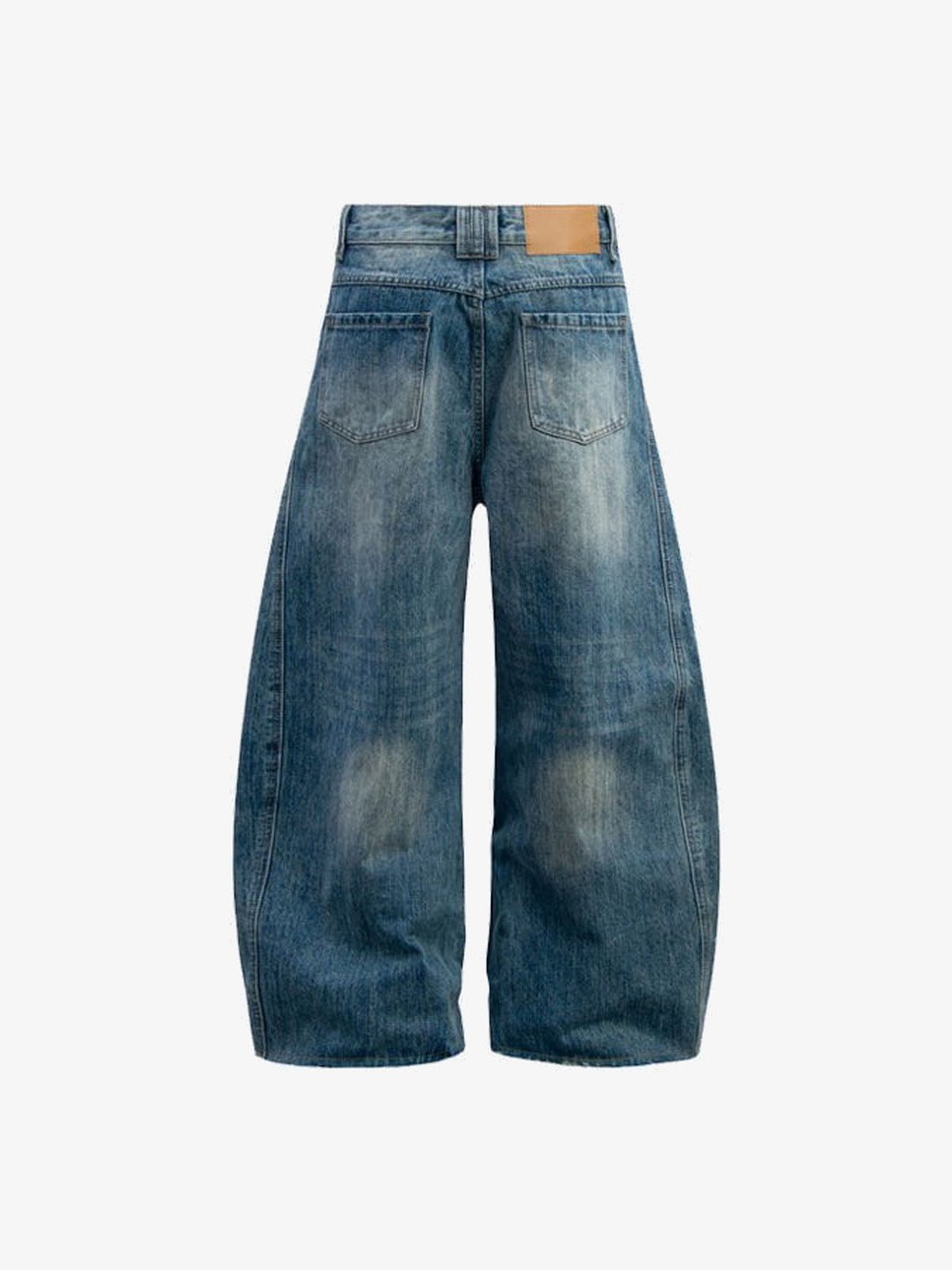 Jeans balloon con efecto lavado vintage y costuras curvas – vista trasera en plano | XoKool