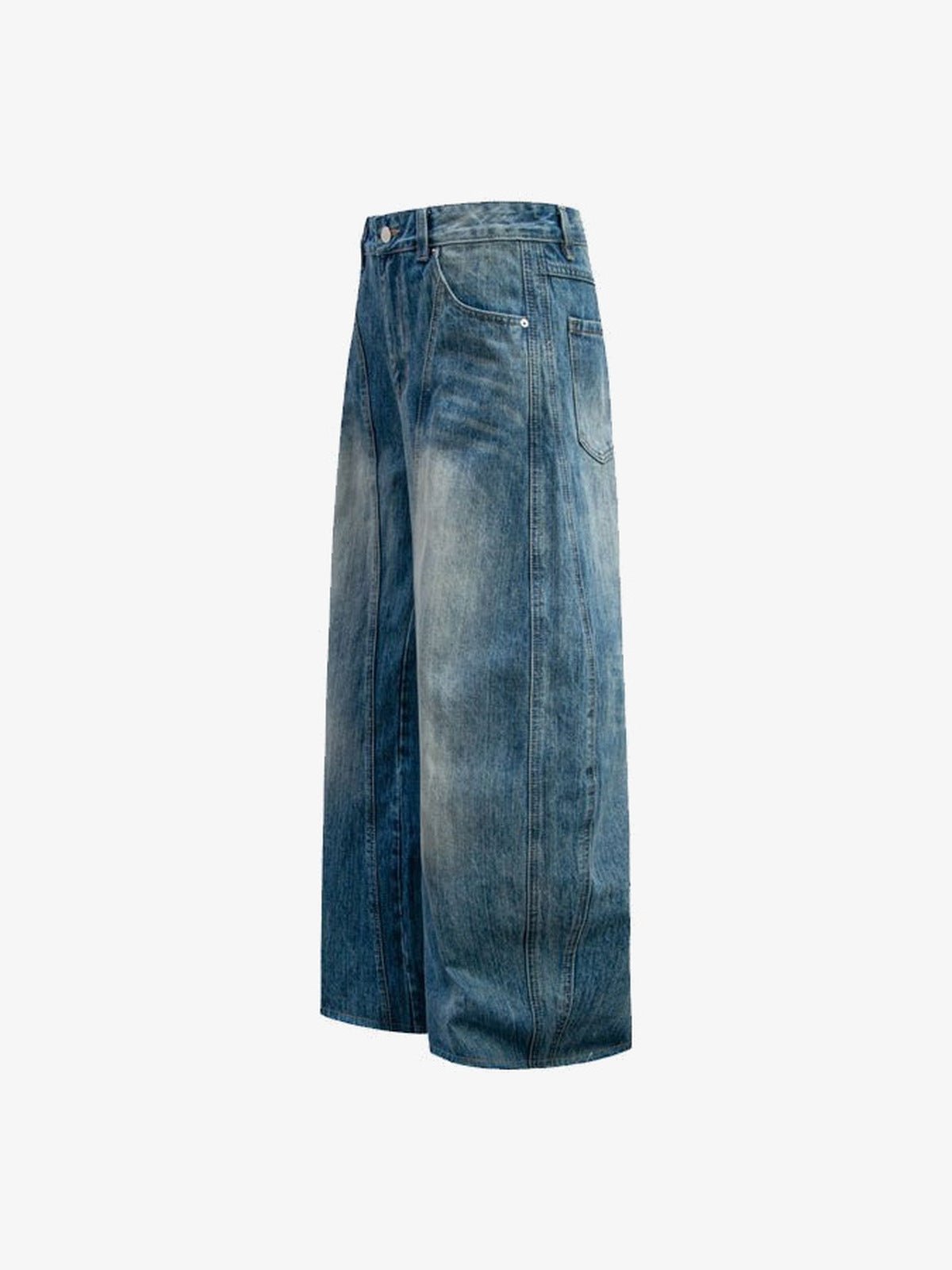 Balloon Jeans in Vintage Wash mit geschwungenen Nähten – Seite flach | XoKool