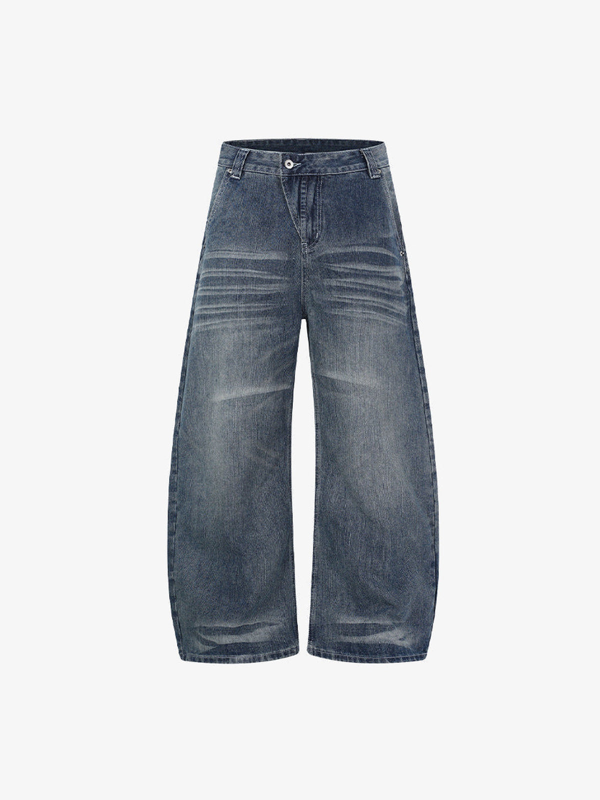 Barrel Leg Jeans – Blau, Vorderseite flach | XoKool