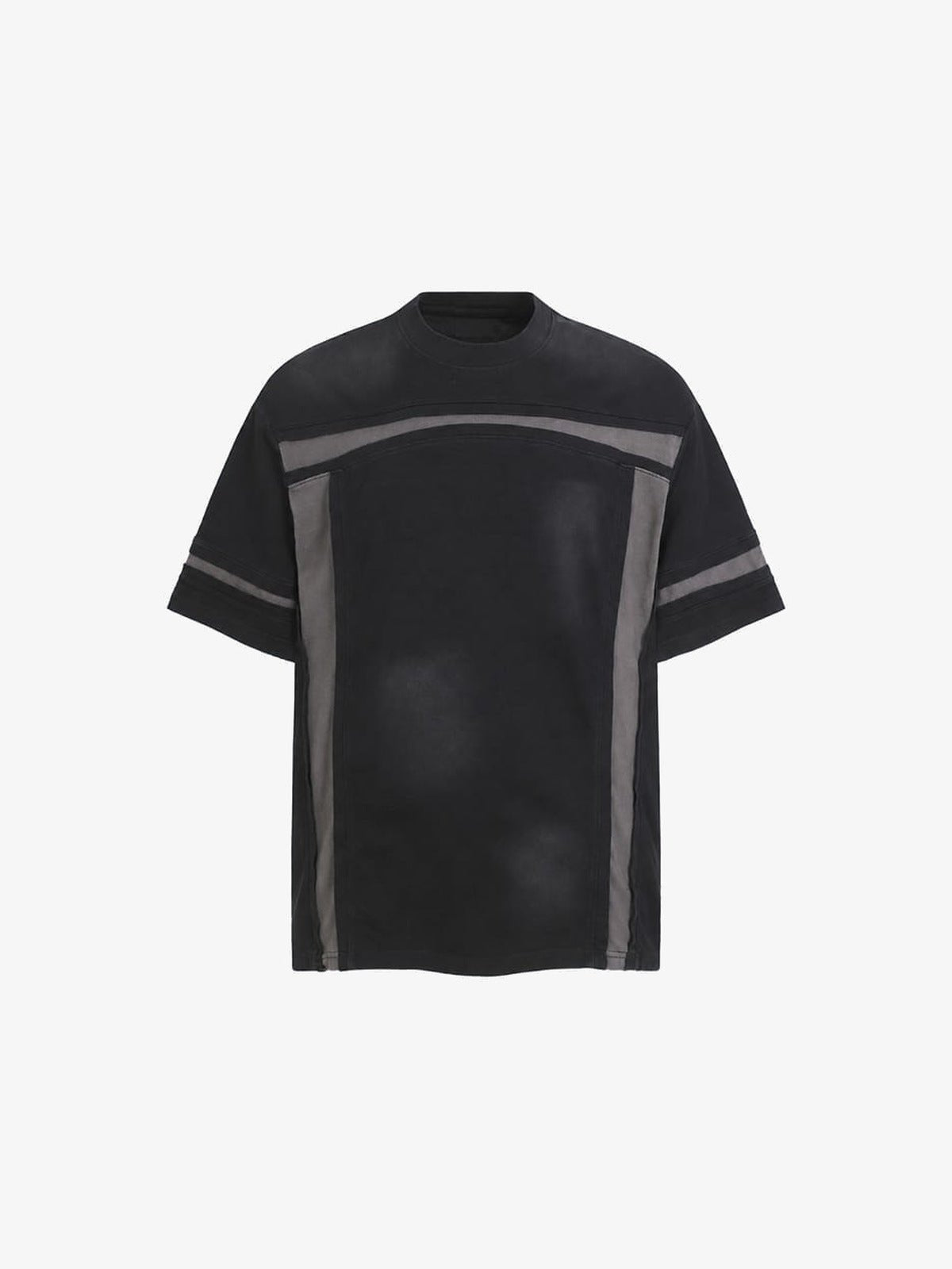 Vintage Wash Boxy Tee with Contrast Panels – Washed Black, front view | XoKool