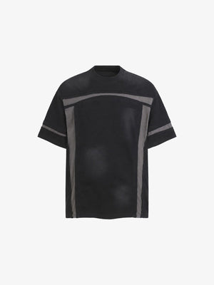 Vintage Wash Boxy Tee with Contrast Panels – Washed Black, front view | XoKool
