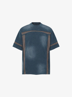 Vintage Wash Boxy Tee with Contrast Panels – Washed Blue, front view | XoKool