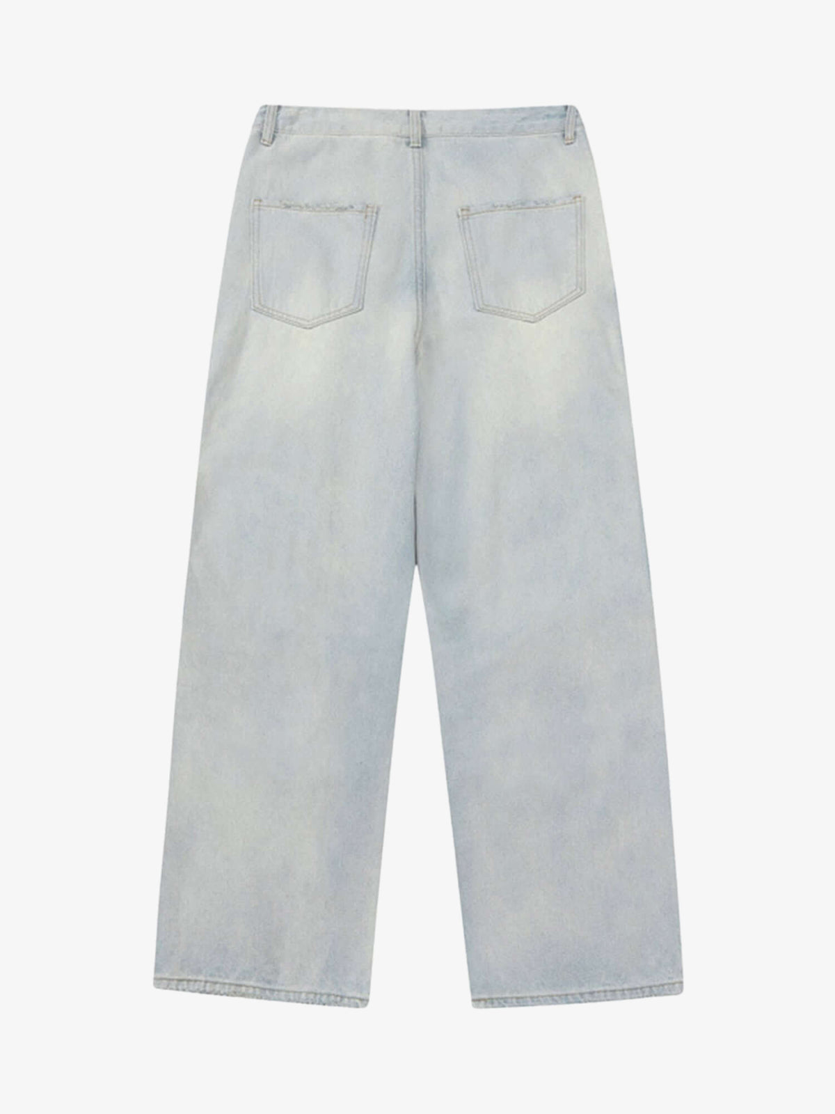 Light Blue Cargo Jeans with Four Flap Pockets – Back flat | XoKool