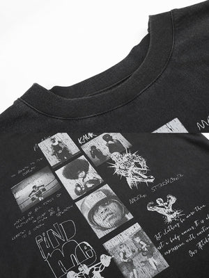 Washed photo collage tee – collar and photo collage close-up | XoKool