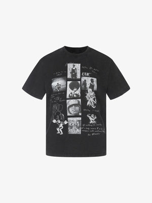 Vintage Washed T-Shirt with Photo Strip Collage – Washed Black, front view | XoKool