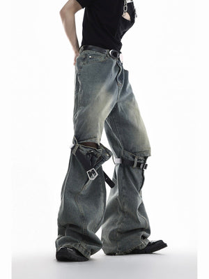 Jeans mit Kniebändern – am Model, seitlich | XoKool