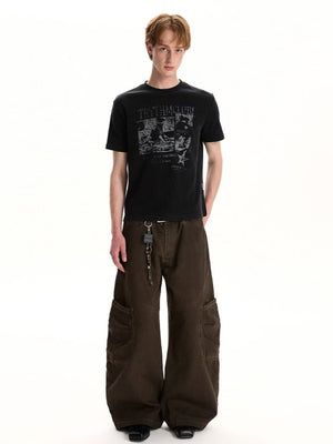 Waffle photo tee – Black, on model full length | XoKool