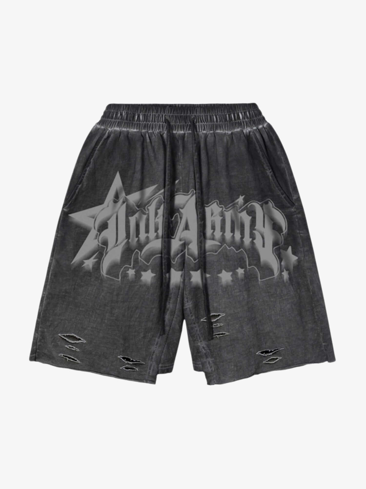 Acid Wash Sweatshorts – Washed Grau, Vorderseite flach | XoKool