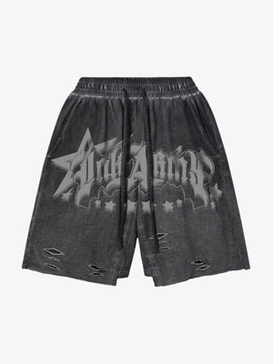 Acid Wash Sweatshorts – Washed Grau, Vorderseite flach | XoKool
