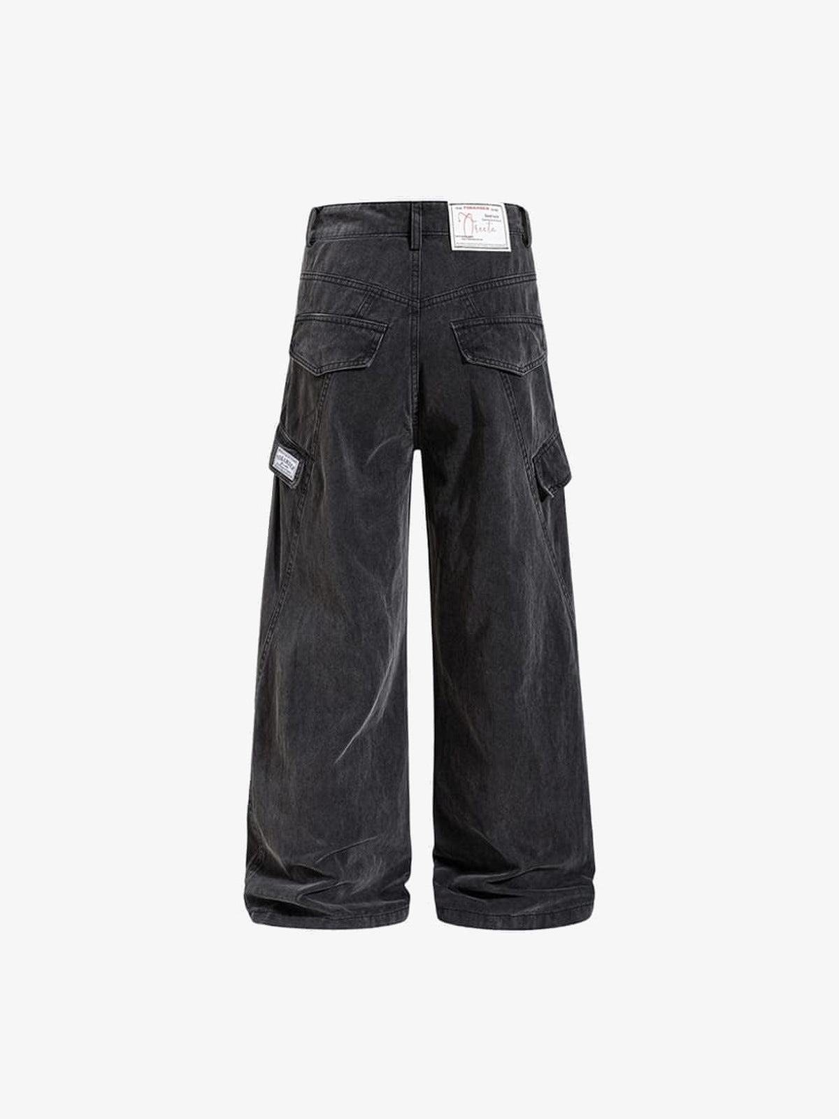 Cargohose mit Reißverschluss am Saum – Schwarz, Rückseite flach | XoKool