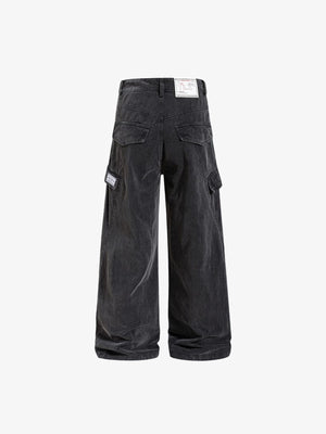 Cargohose mit Reißverschluss am Saum – Schwarz, Rückseite flach | XoKool