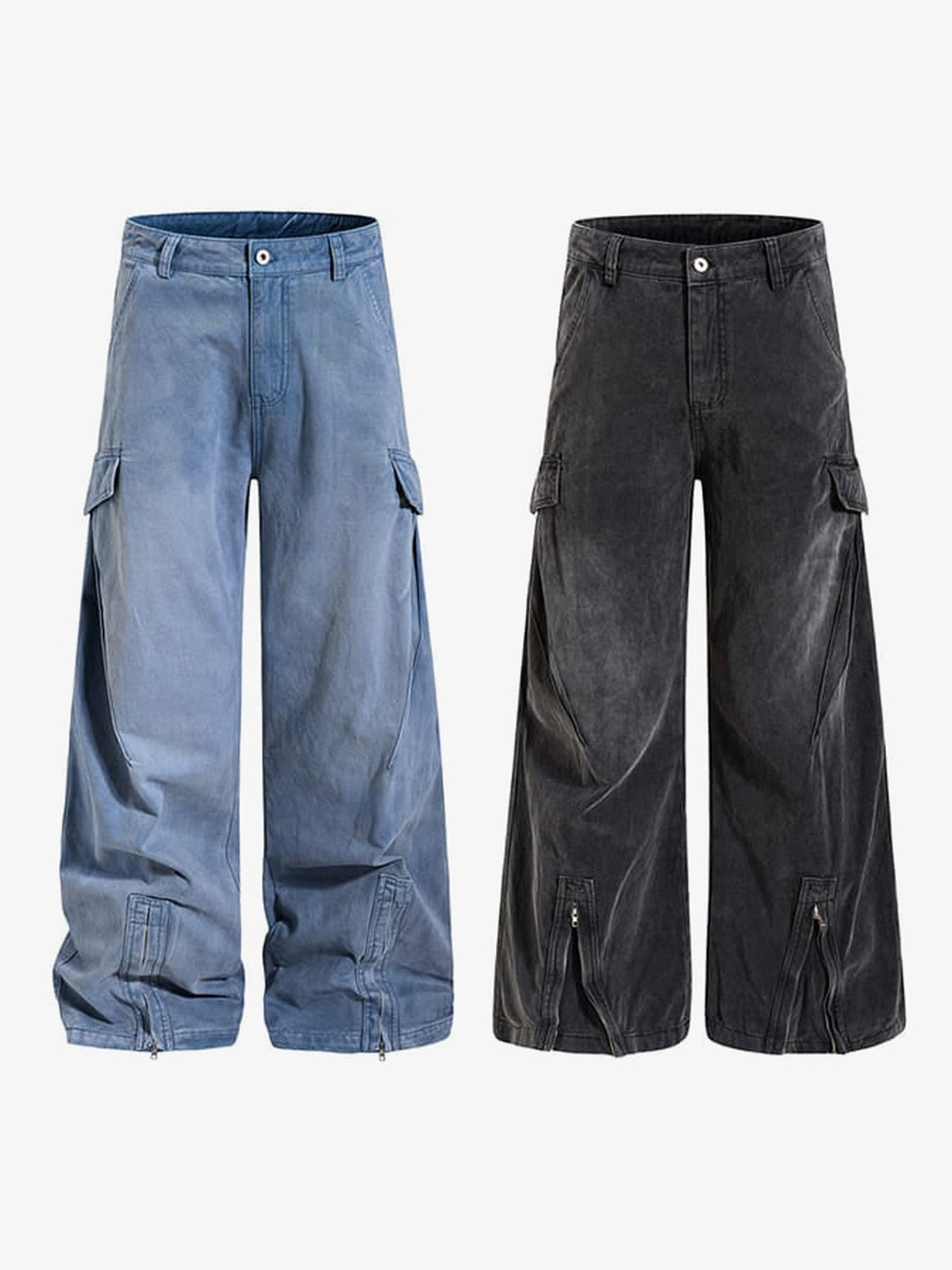 Cargohose mit Reißverschluss am Saum – beide Farben, Vorderseite flach | XoKool