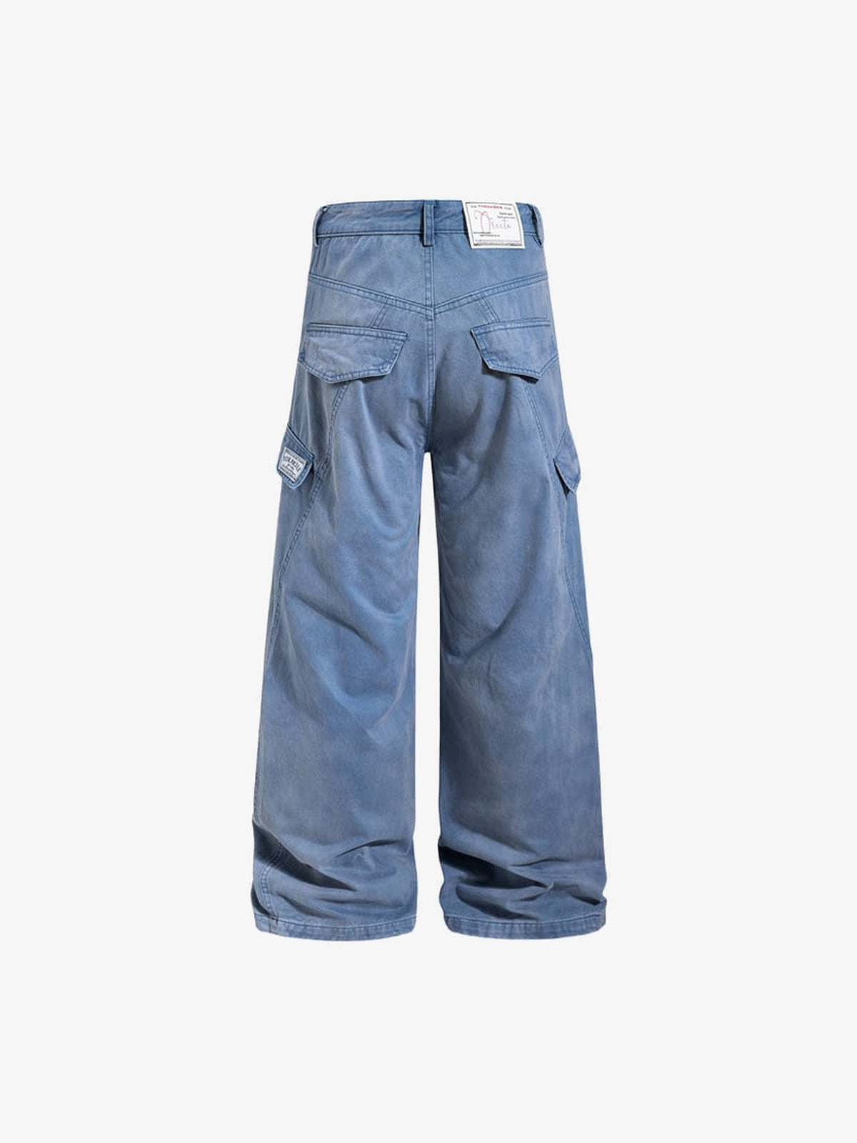 Cargohose mit Reißverschluss am Saum – Hellblau, Rückseite flach | XoKool