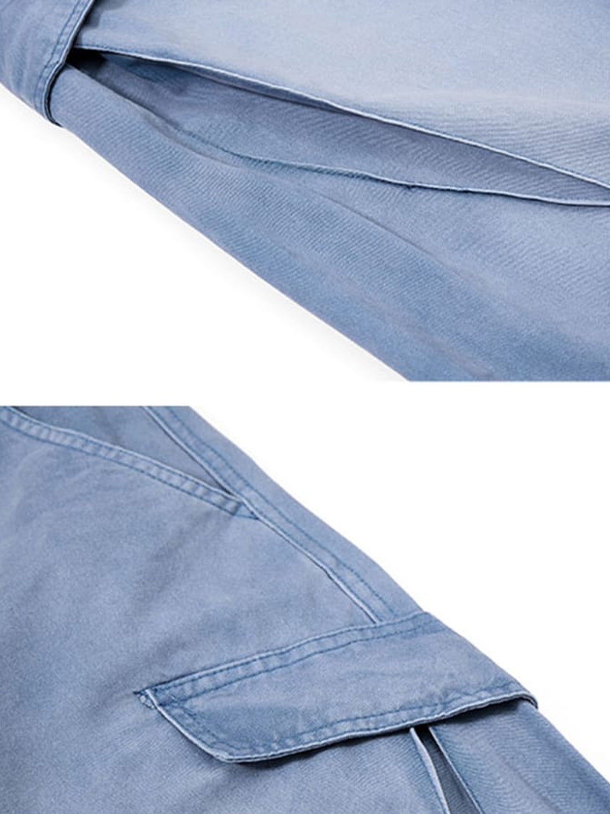 Cargohose mit Reißverschluss am Saum – Hellblau, Tasche in Nahaufnahme | XoKool