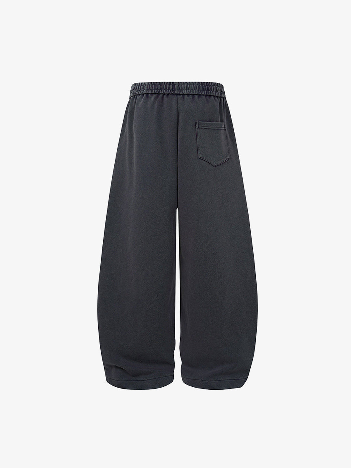 Washed Barrel Leg Sweatpants with Number Print – Charcoal, back flat | XoKool