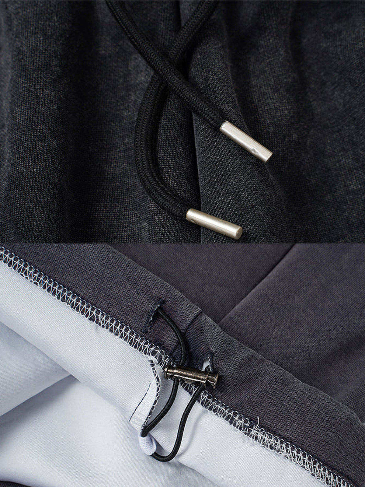 Number print sweatpants – Drawstring and hem toggle close-up | XoKool