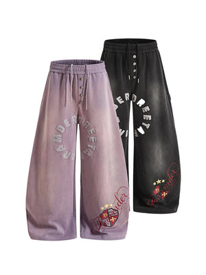 Bestickte Jogginghose – Lila und Schwarz, Vorderseite | XoKool