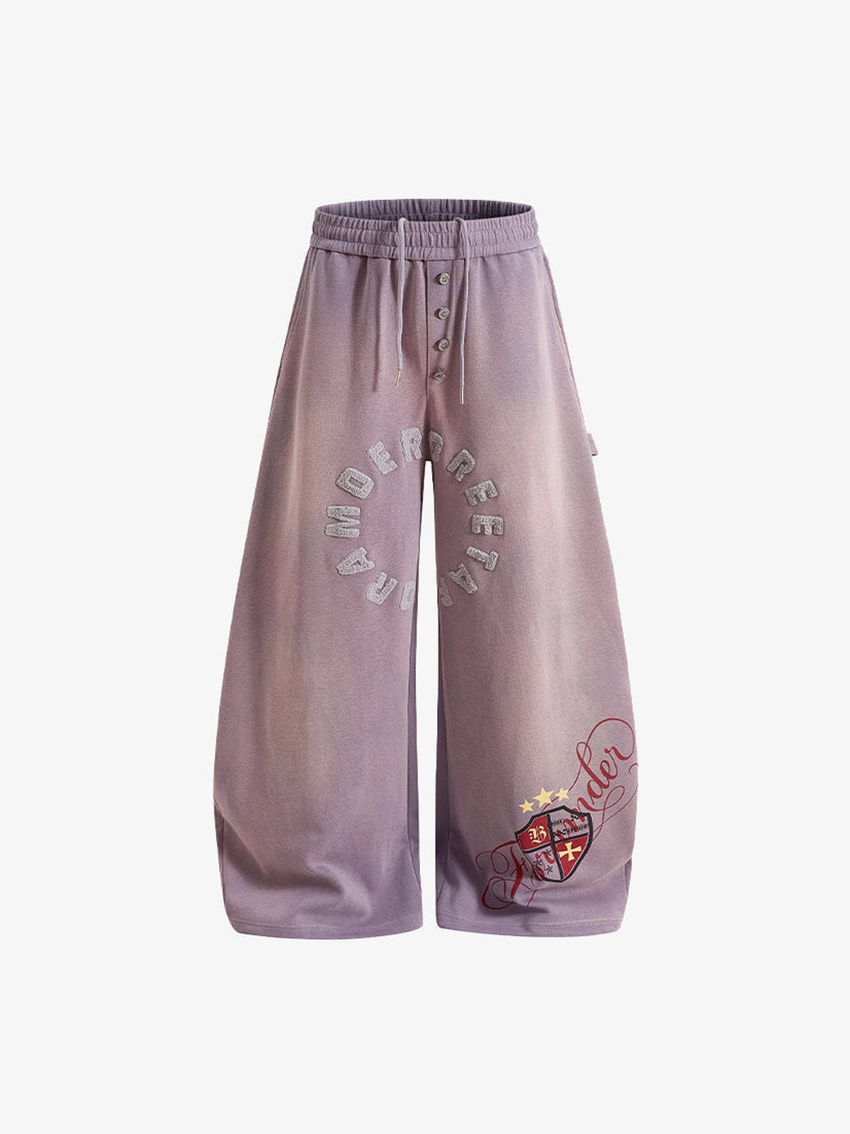 Washed Barrel Jogginghose mit Buchstaben-Stickerei – Lila, Vorderansicht | XoKool