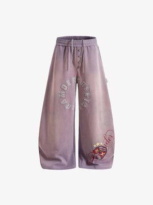 Washed Barrel Jogginghose mit Buchstaben-Stickerei – Lila, Vorderansicht | XoKool