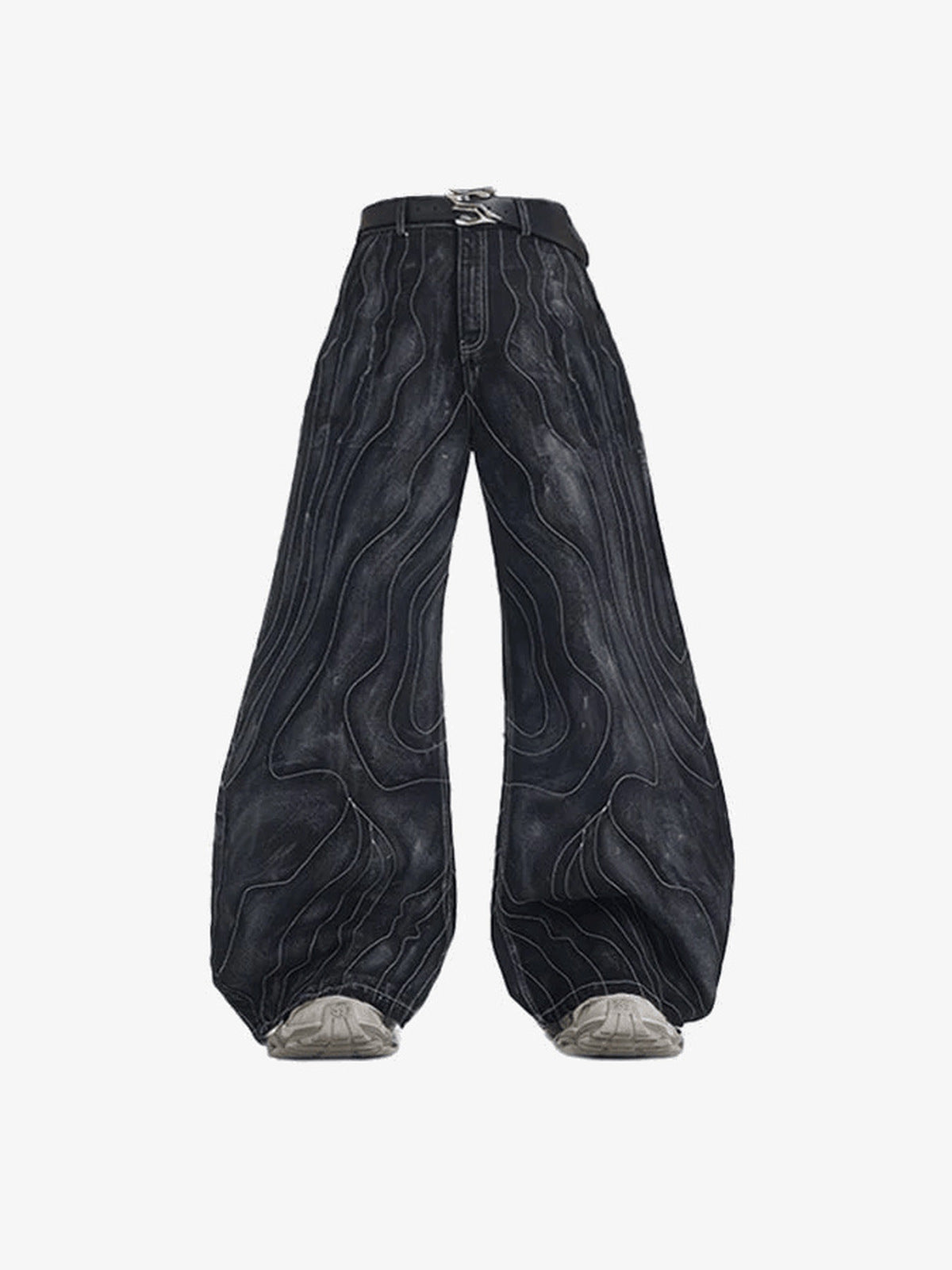Conjunto de denim negro lavado – jeans, frente | XoKool
