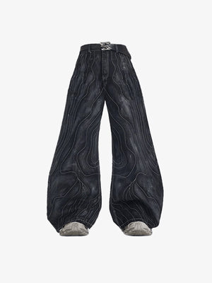 Conjunto de denim negro lavado – jeans, frente | XoKool