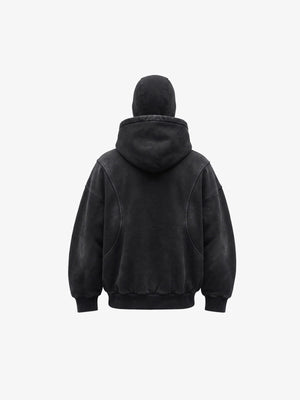 Hoodie con cierre y pasamontañas negro lavado – negro, vista trasera | XoKool