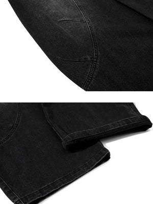 Black barrel jeans – detail collage: panel seam, hem | XoKool