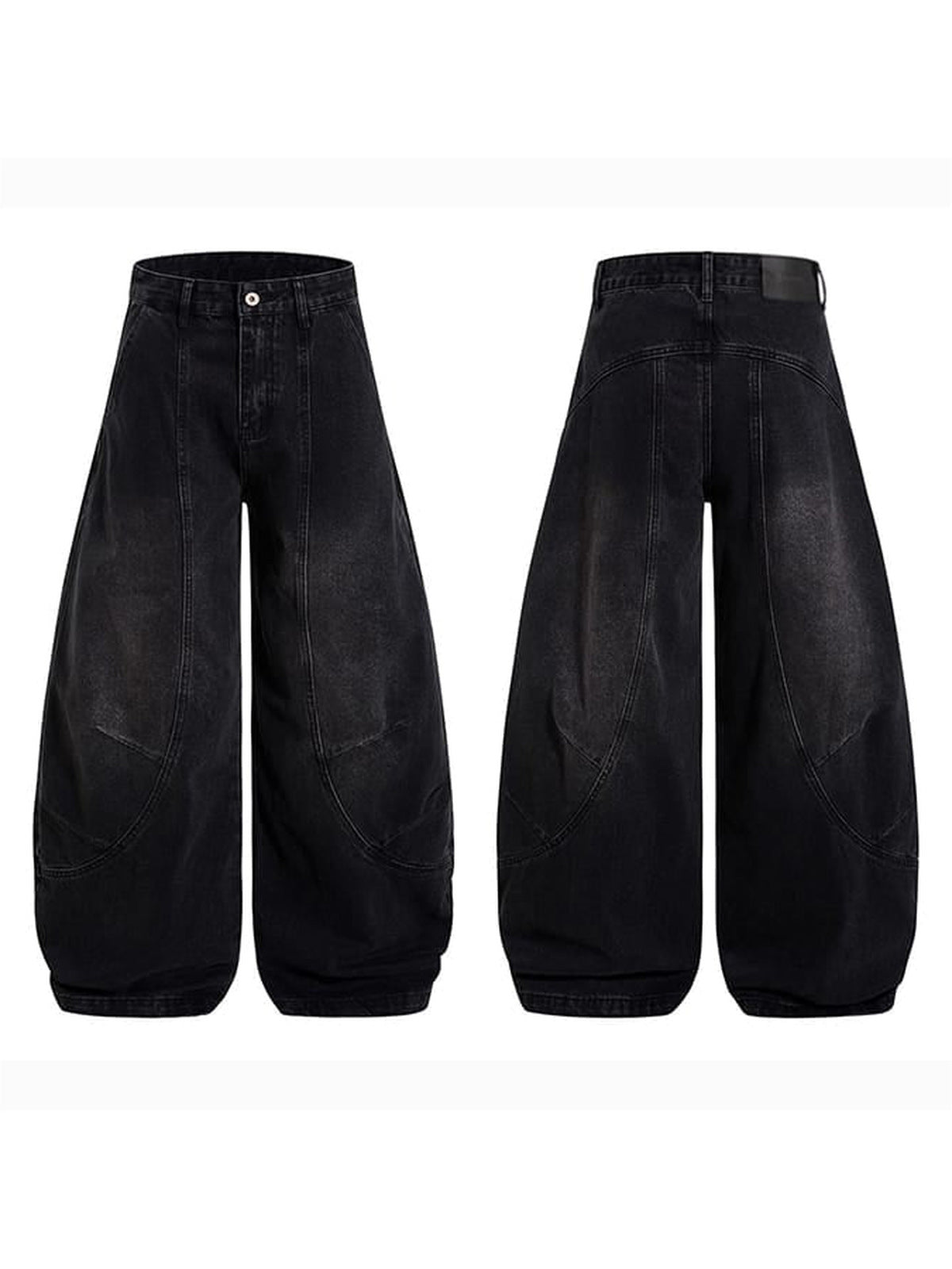 Black barrel jeans – front and back flat lay | XoKool