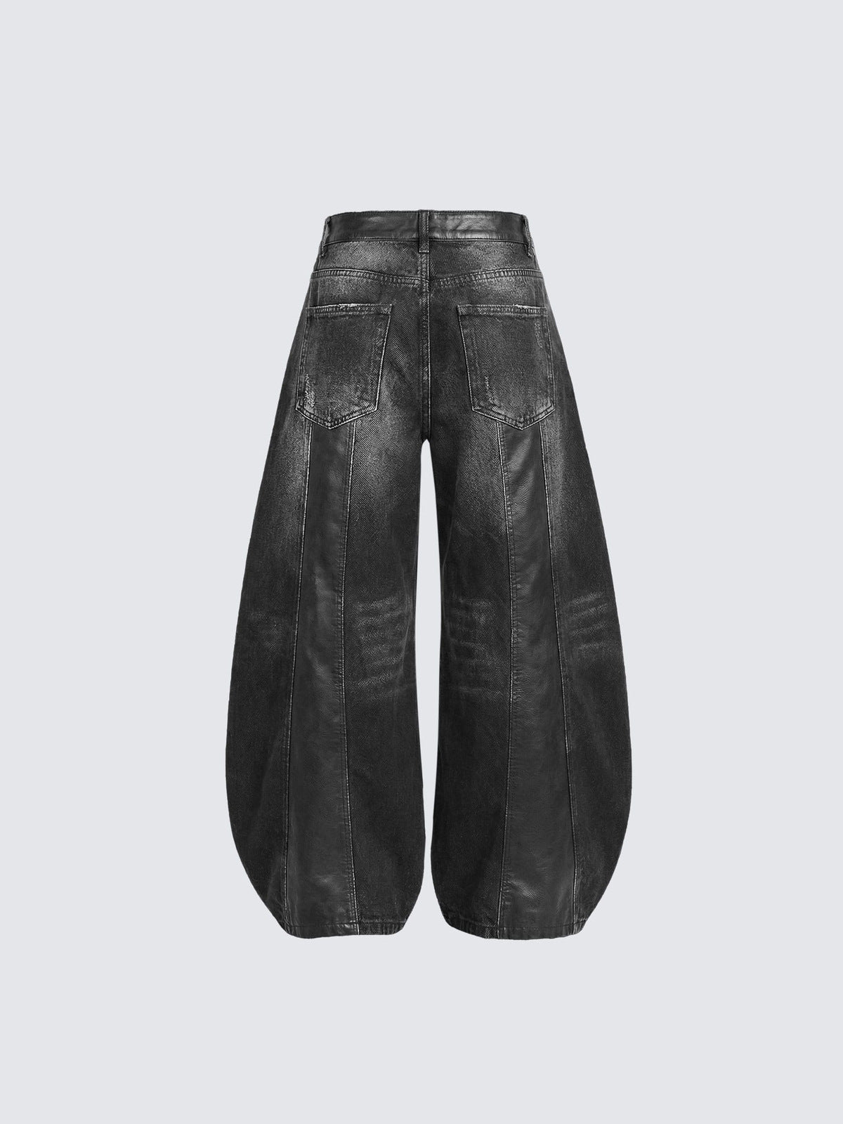 Washed black barrel jeans – back flat lay | XoKool