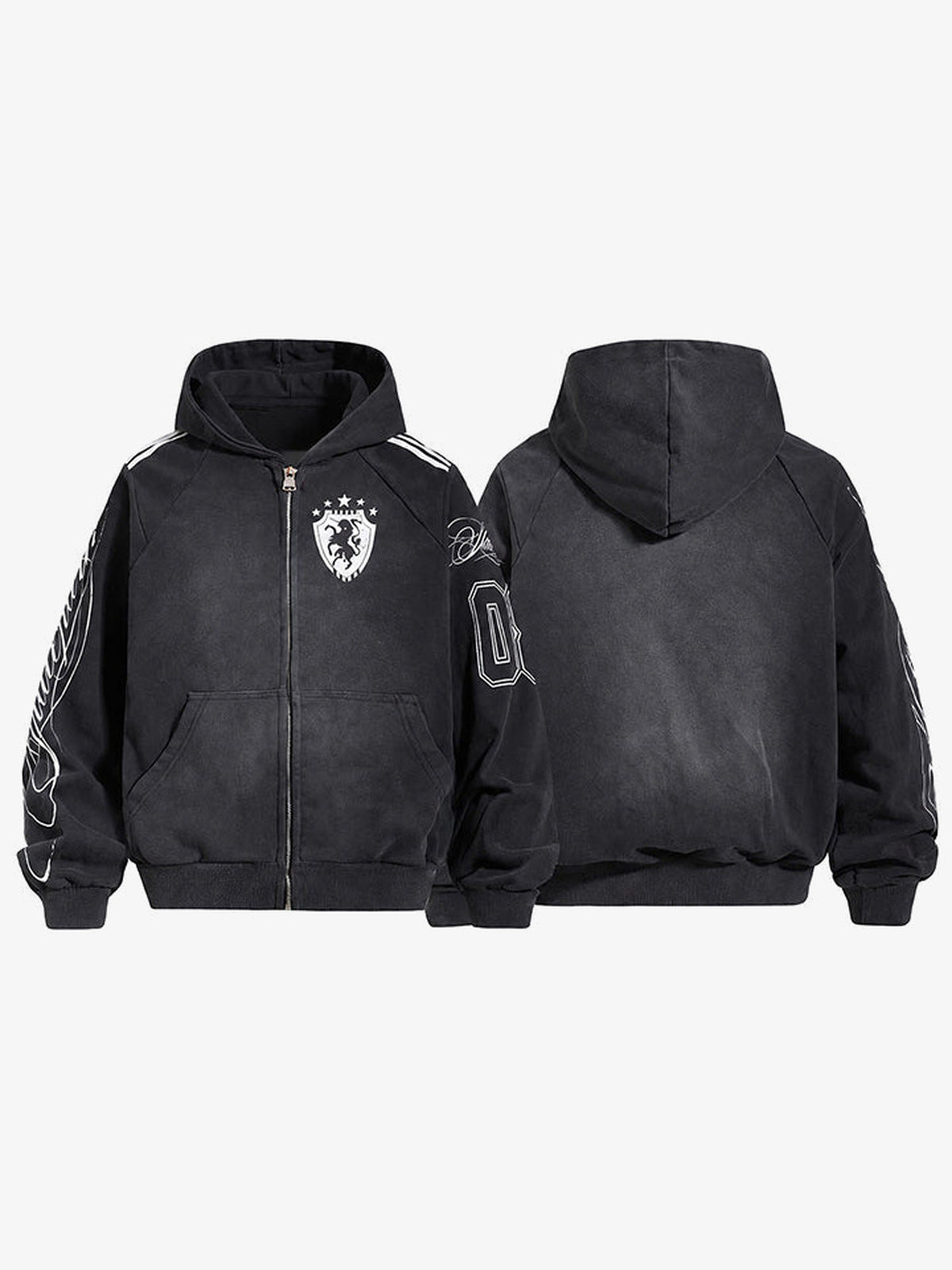 Football Jersey Hoodie – Schwarz, Vorder- und Rückseite | XoKool