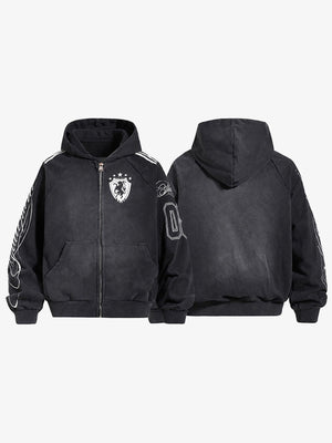 Football Jersey Hoodie – Schwarz, Vorder- und Rückseite | XoKool