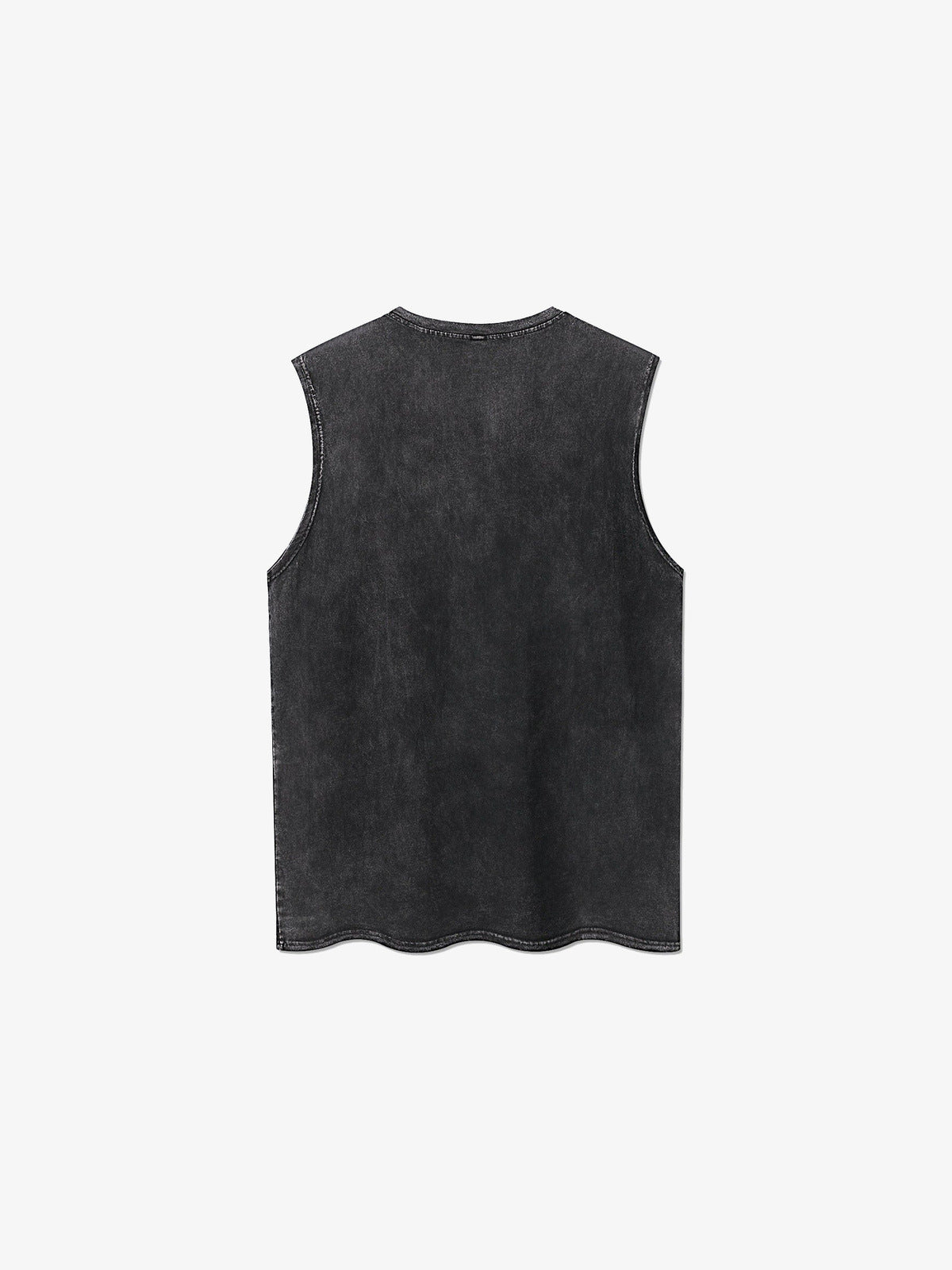 Camiseta sin mangas gótica negra con efecto lavado y estampado de la Parca – vista trasera plana | XoKool