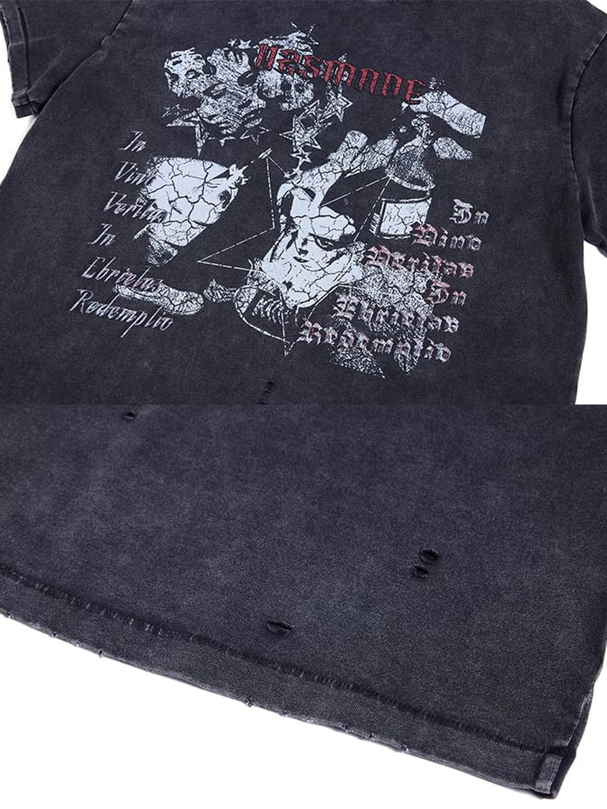 Grunge Collage T-Shirt – Nahaufnahme Print und Distressed-Saum | XoKool
