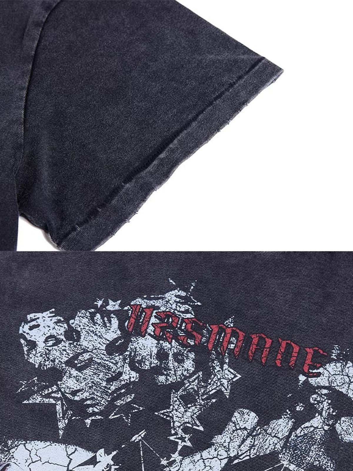 Grunge Collage T-Shirt – Nahaufnahme Ärmel und Schriftzug | XoKool