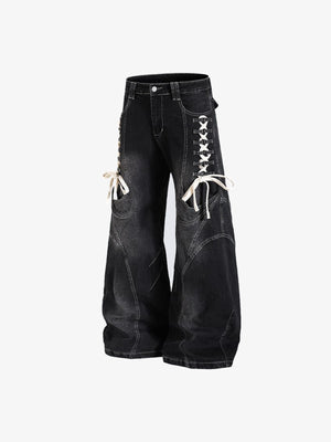 Jeans con cordones: vista lateral plana | XoKool