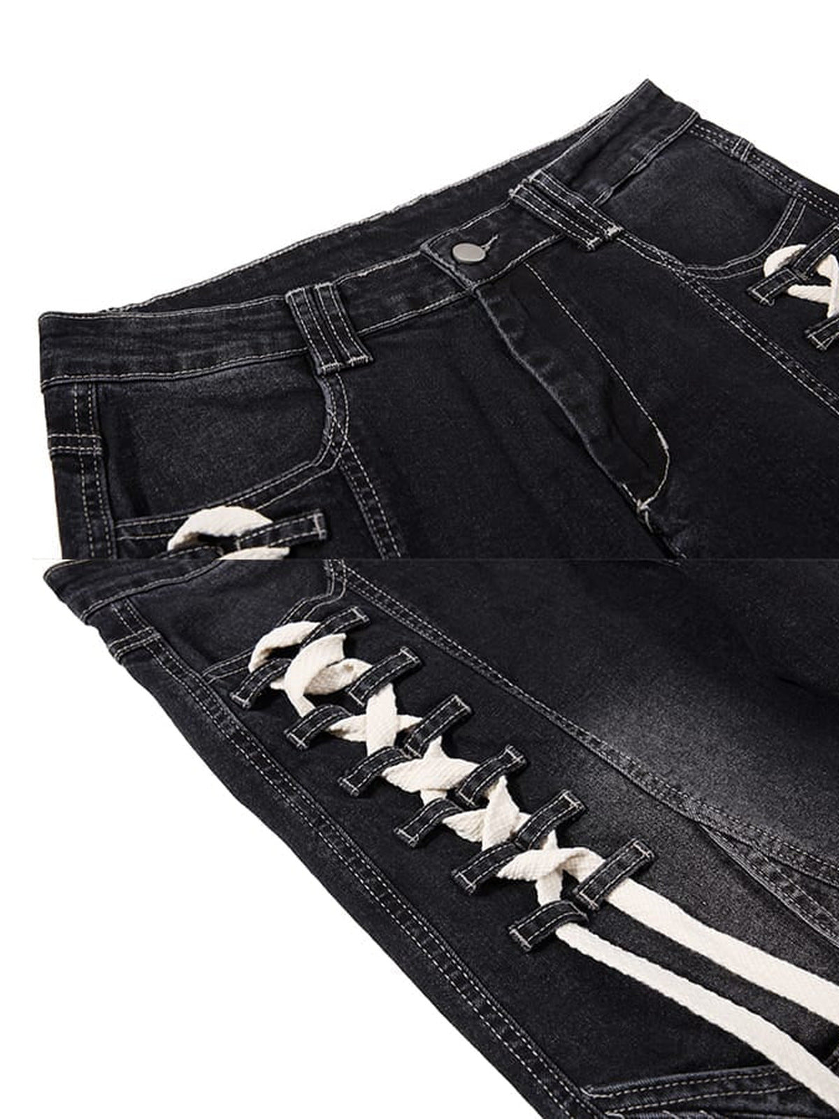 Jeans con cordones: detalle de la cintura y los cordones | XoKool