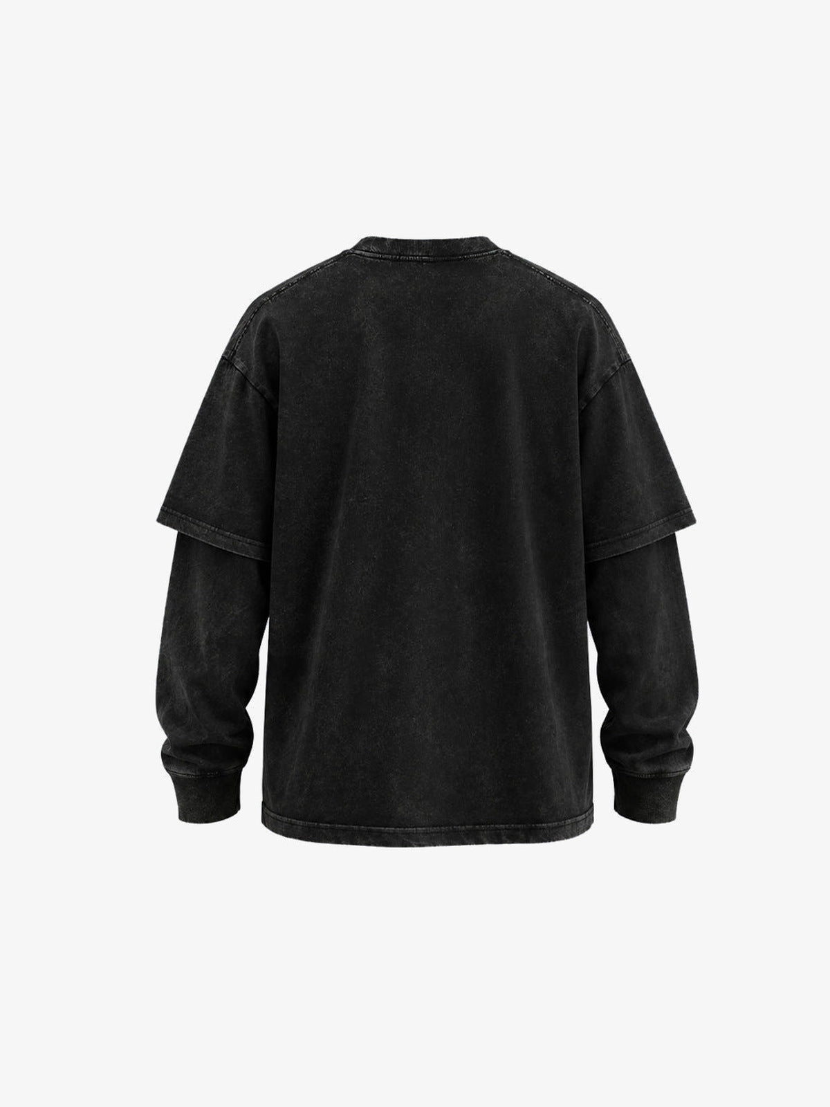 Washed Black Layered Long Sleeve Shirt – back view | XoKool