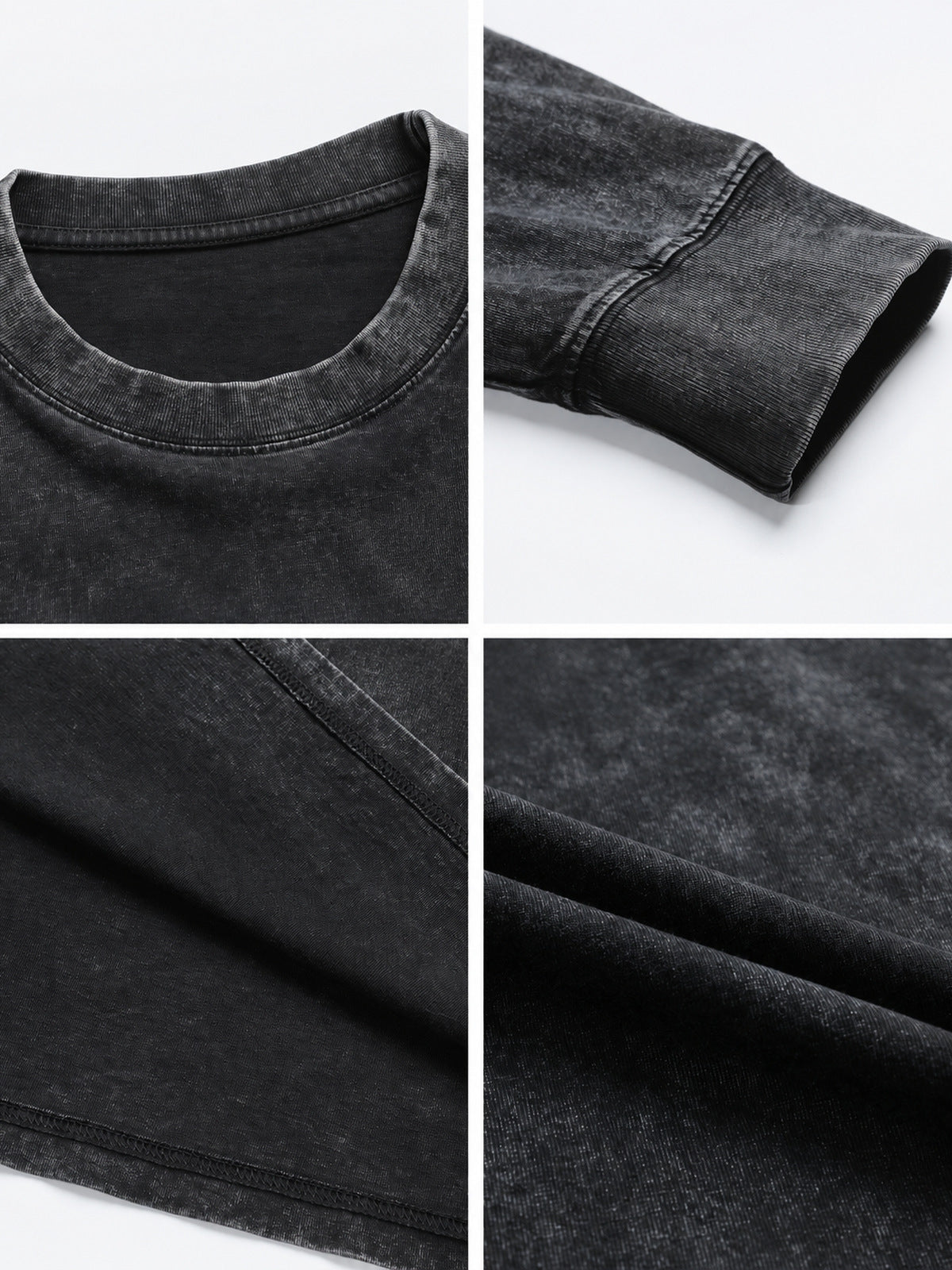 Washed layered long sleeve – collar, cuff, hem, fabric details | XoKool