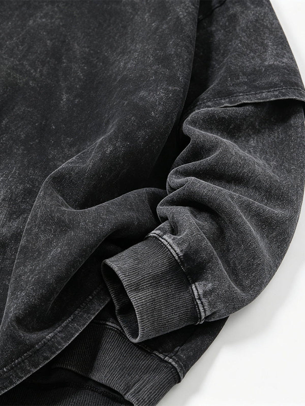 Washed Black Layered Long Sleeve Shirt – sleeve and cuff close-up | XoKool